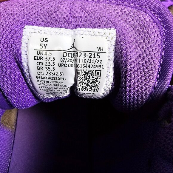 Nike Air Jordan 1 Mid GS Shoes Mocha Brown / Purple DQ8423-215 Size 5Y / 6.5W - Picture 6 of 10